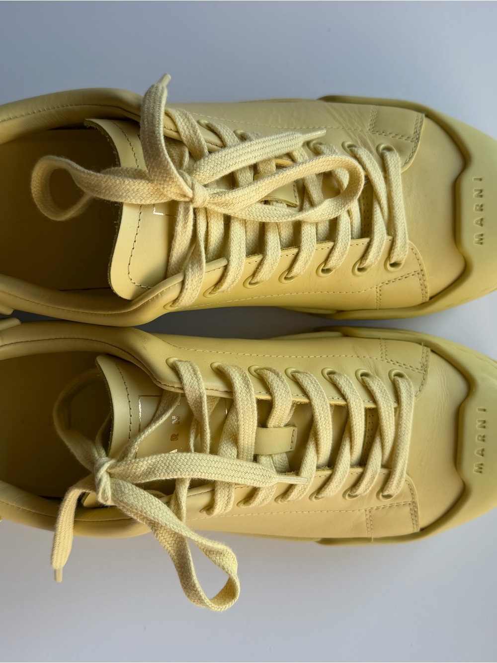 Marni Lemon Yellow Leather Low-Top Sneakers